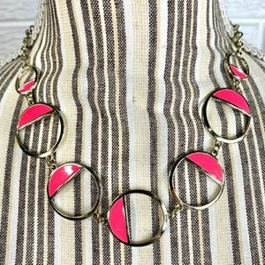 NWOT Retro Pink & Gold Statement Necklace